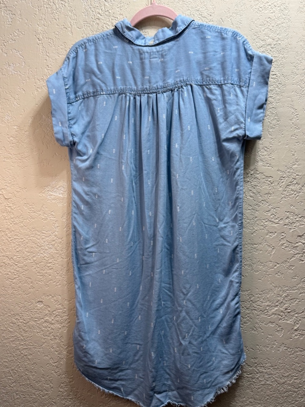 Thread Supply Tencel Chambray Shirt Dress Small Raw Hem Blue - Picture 8 of 8